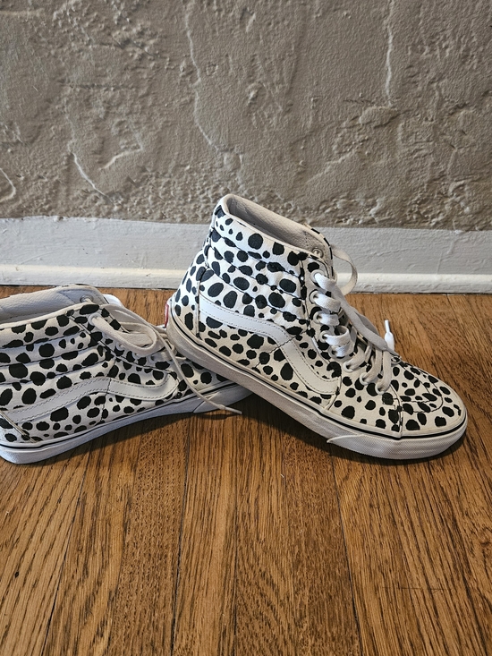 Vans Shoes - Vans High-Top Sneakers in White with Black Spot Print